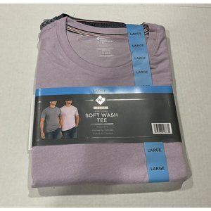 Member’s Mark Soft Wash Tee - 2 pack Men’s Size Large Gray Stripe & Lavender
